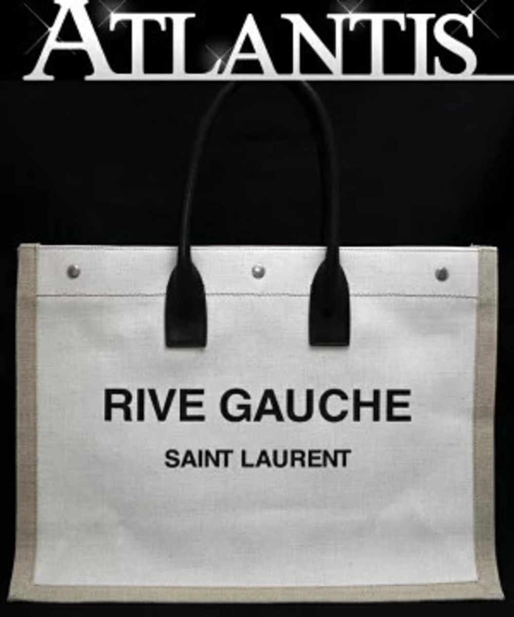 Saint Laurent Paris RIVE GAUCHE tote bag business canvas white